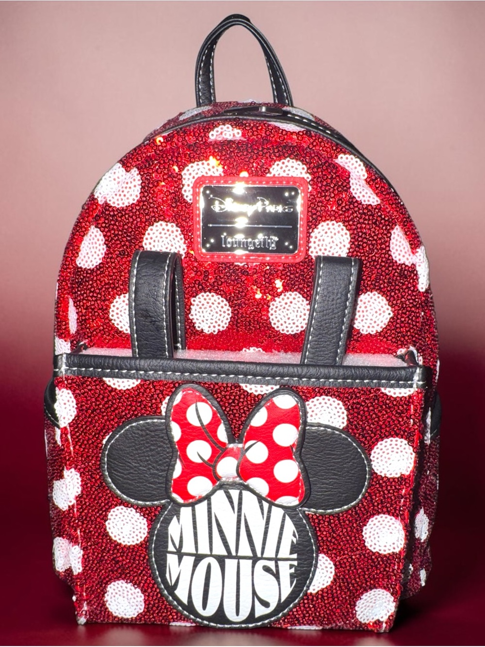 Loungefly Disney Parks Minnie Mouse Sequin Mini Backpack